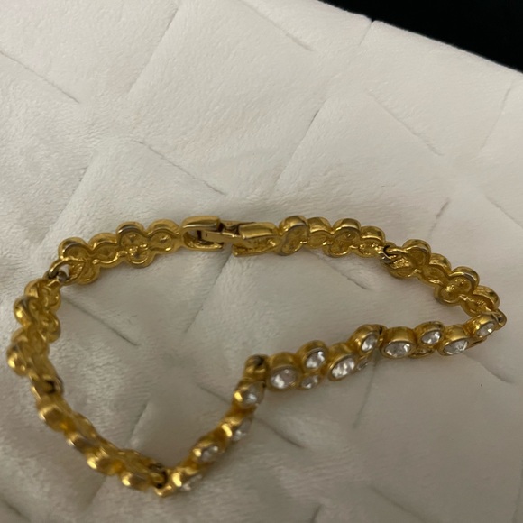 Swarovski Signed Bubble Tennis Bracelet | Gold Plated | Clear Crystals | Retired - Picture 6 of 8